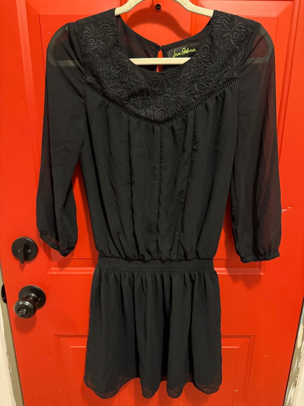 Sam Edelman Black Embroidered Mini Dress